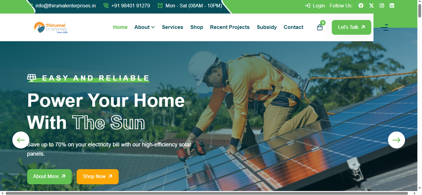 Solar Energy Solutions Website Development – SkillLamp Soft Tech Portfolio